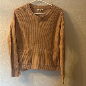 Madewell Tan Crew Neck Sweater Ribbed Knit Relaxed Fit